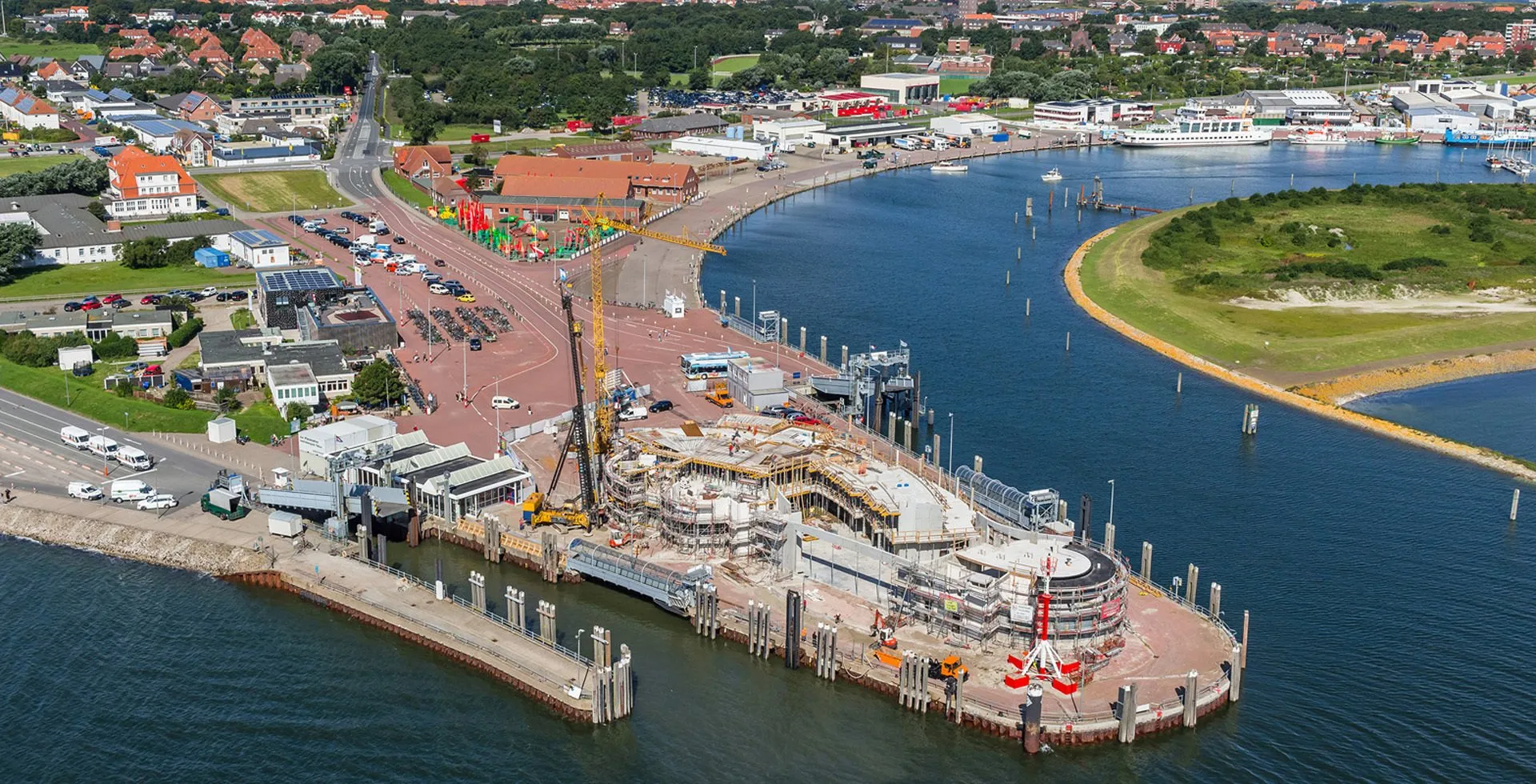 Baustelle der Hafenterminals von Norderney